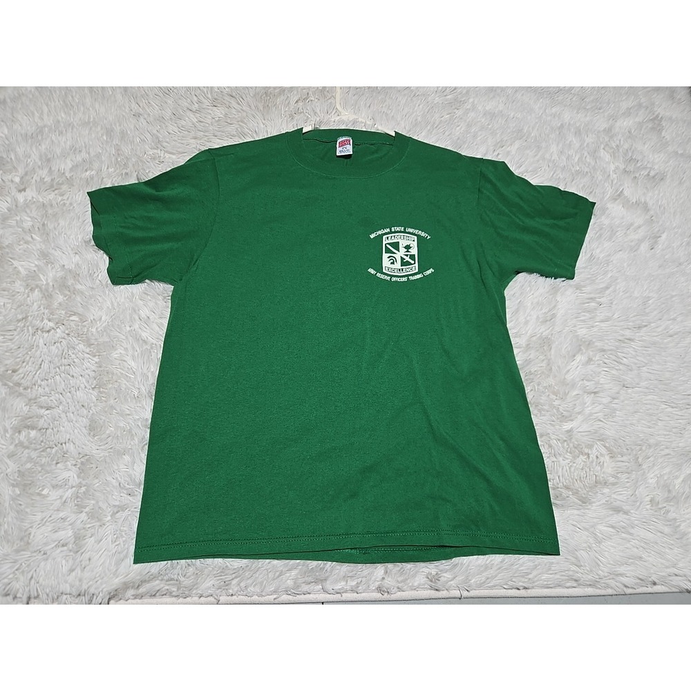 Vintage 80s Michigan State XL T-Shirt Army Reserve Officers Spots* Single-Stitch